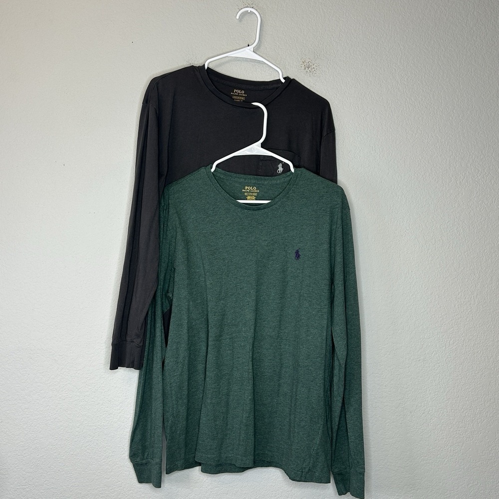 Lot Of 2 Polo Ralph Lauren Long Sleeve Crew Neck Tee T Shirts Men's Size M